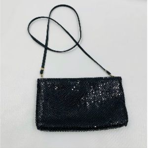 Vintage Whiting & Davis Mesh Cross Body Bag. Black with Removable Strap.